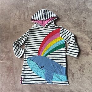 Boden Kids Striped Whale and Rainbow Kids Swim Coverup Hoodie